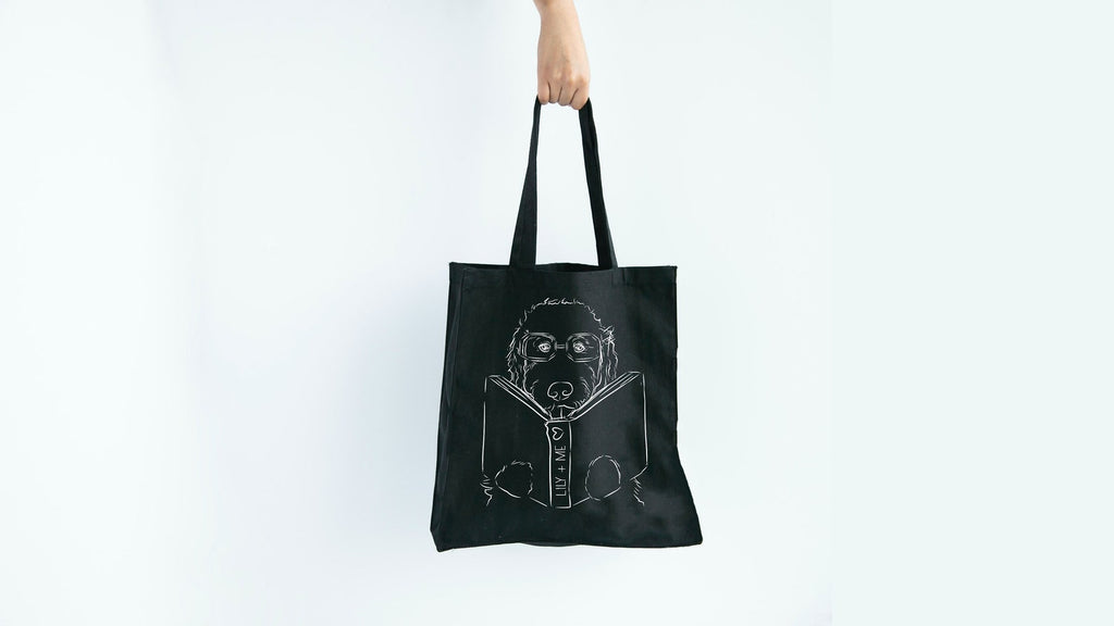 Custom Pet Portrait with Book Tote Bag