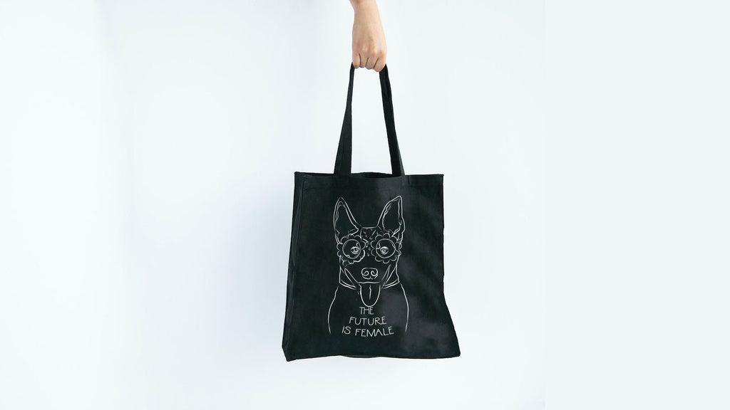 Custom Wording and Pet Portrait Dog Mom Tote Bag
