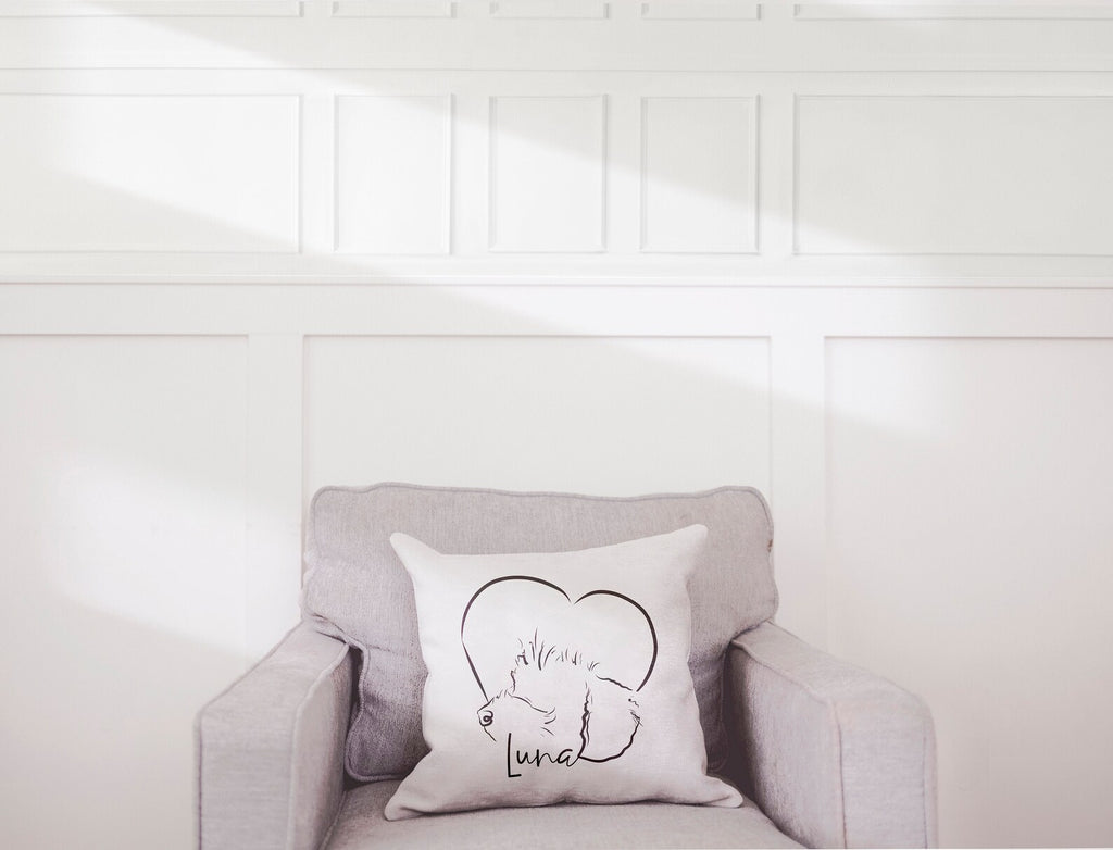 Custom Side Profile with Heart Pet Outline Tattoo Inspired 18" x 18" Pillow or Pillow Cover