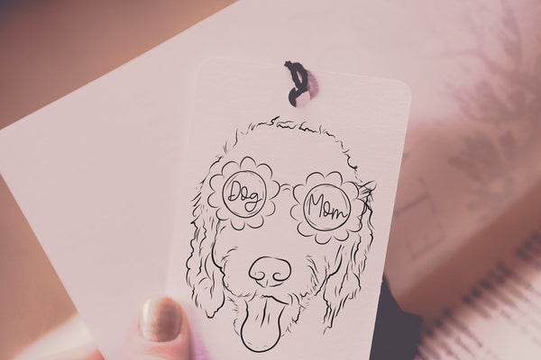 Custom Dog, Cat, or Other Pet's Full Portrait with Dog Mom Glasses Bookmark