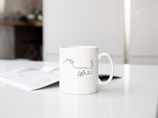Custom Dog, Cat, or Other Pet's Side Profile with Tail Outline Coffee Mug