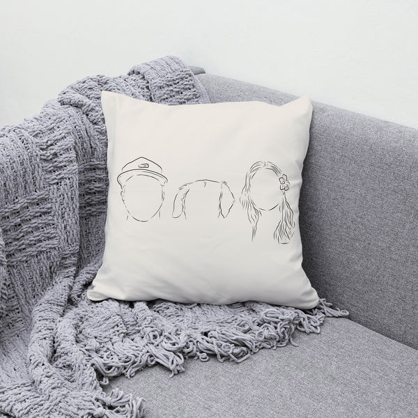Custom Human and Pet Outline Tattoo Inspired 18" x 18" Pillow or Pillow Cover
