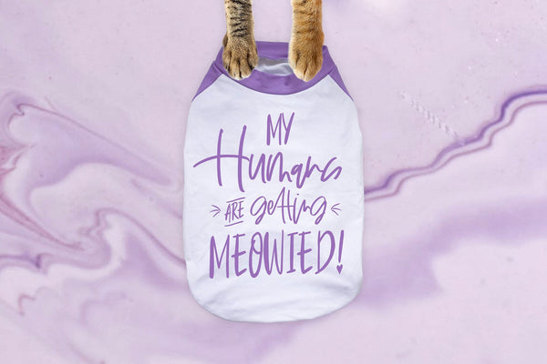 My Humans are Getting Married or Meowied Engagement Announcement Dog Raglan Shirt