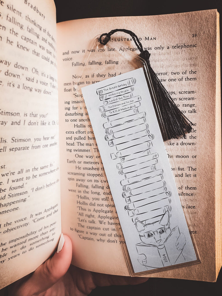Personalized Book Tracker Bookmark with Dog, Cat, Other Pet's Full Face Portrait