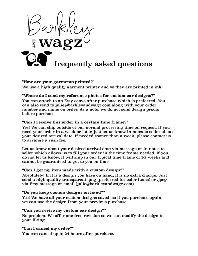 Barkley & Wagz - Frequently Asked Questions FAQ