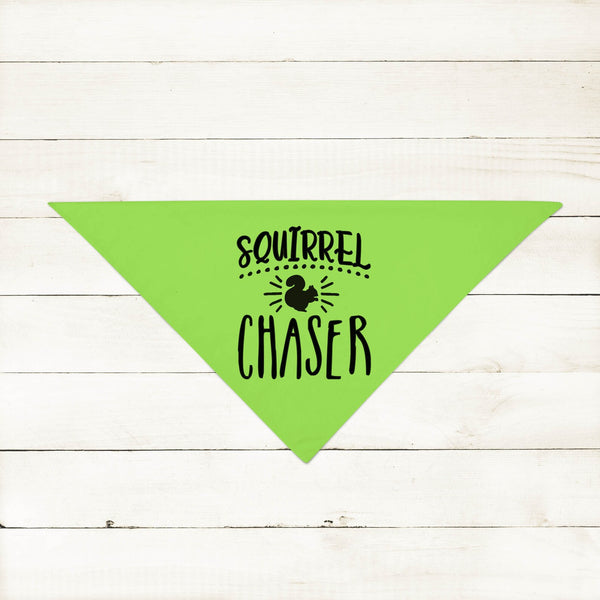 Funny Squirrel Chaser Dog Bandana in Lime Green