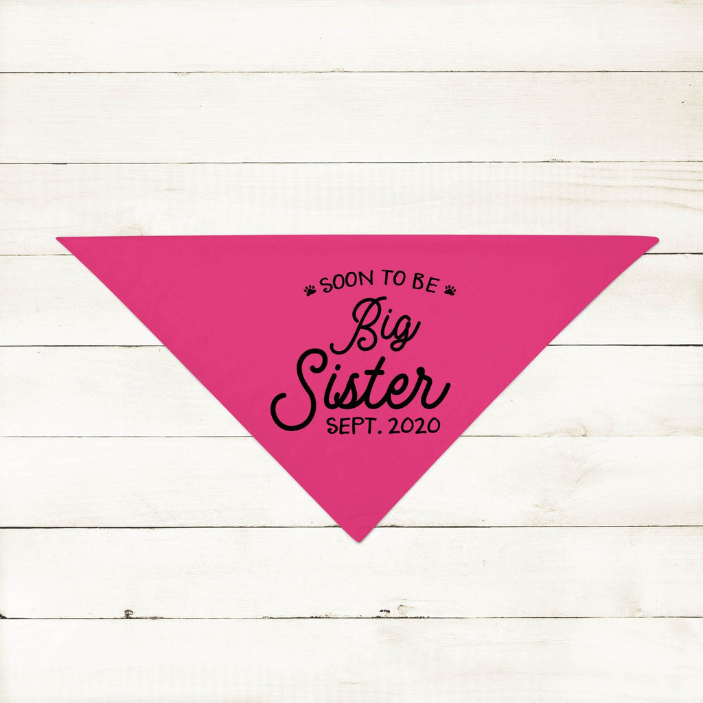 Soon to Be Big Brother or Sister Graphic Dog Bandana in Hot Pink