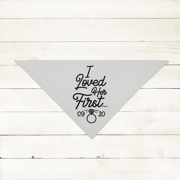 I Loved Her First Marriage Engagement Announcement Date Engagement Ring Bandana in Silver Grey