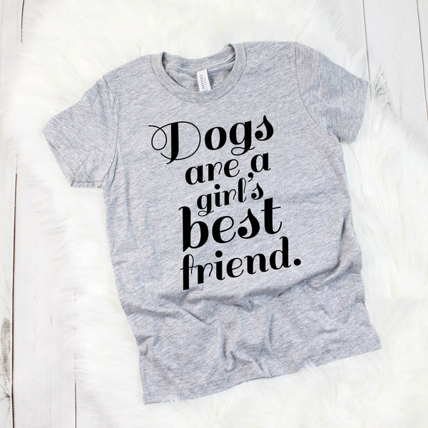 INFANT, TODDLER, or YOUTH Dogs are a Girl's Best Friend Kid's T-Shirt in Light Grey Heather
