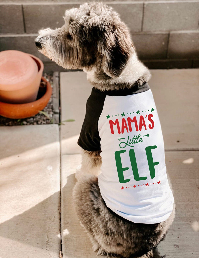 Mama's Little Elf Dog Christmas Raglan