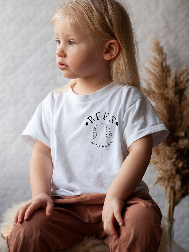 INFANT, TODDLER, or YOUTH Custom Dog or Cat Ears Best Friends Outline Pocket Kid's T-Shirt in White