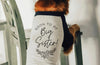 Soon To Be Big Sister Dog Raglan Floral Shirt in Black and White - Modeled by Chance the Golden Retriever