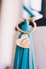 Customized Dog Ears or Cat Ears or Other Pet's Ears Faux Leather Keychain Colorful Bangle - Turquoise Tassel Keychain