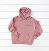 Personalized Memorial Sleeve Dog or Cat Ears Paw Print Outline Tattoo Inspired Pocket Bella + Canvas Sweatshirt in Mauve