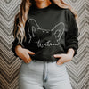 Personalized Memorial Sleeve Dog or Cat Ears Paw Print Outline Tattoo Inspired Pocket Bella + Canvas Sweatshirt in Black