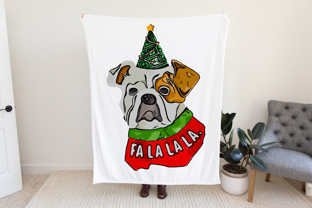 Christmas English Bulldog Fleece Blanket or Woven Throw Festive Christmas Blanket