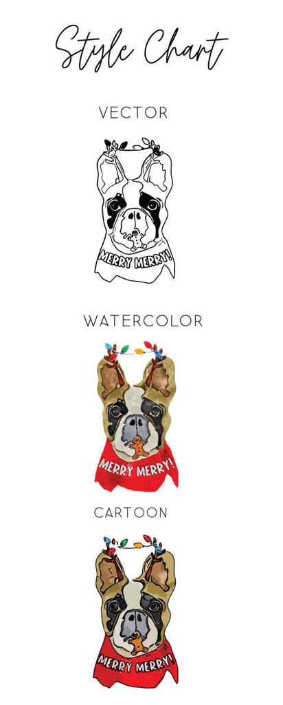 Barkley & Wagz - Design Style Chart Frenchie - Vector, Watercolor, Cartoon