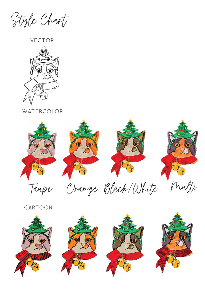 Barkley & Wagz - Style Chart for Cat - Vector, Watercolor, Cartoon