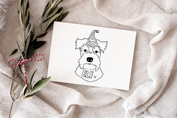 Schnauzer Single Card or Notecard Set Festive Christmas Dog Notecards