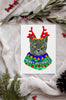 Black, Grey, Taupe, or Orange Cat Single Card or Notecard Set Festive Christmas Dog Notecards