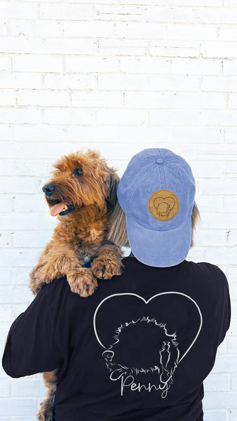 9 Colors! Custom Dog or Cat or Other Pet's Side Profile with Heart Baseball Hat in Denim