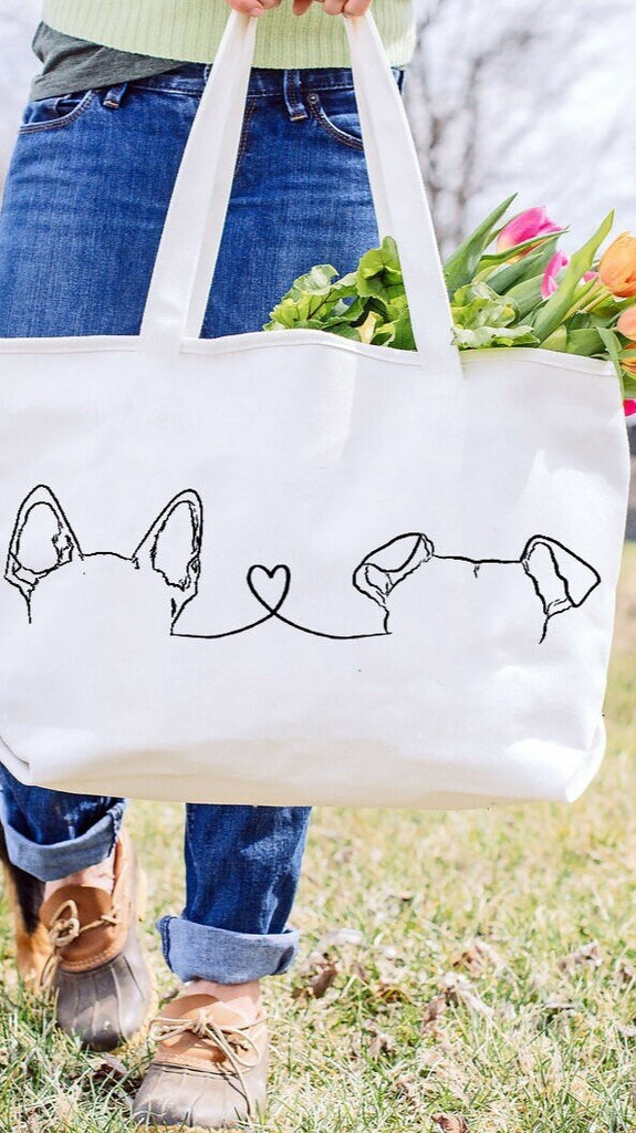 Dog, Cat, or Other Pet's Ears With Heart Dog Mom Tote