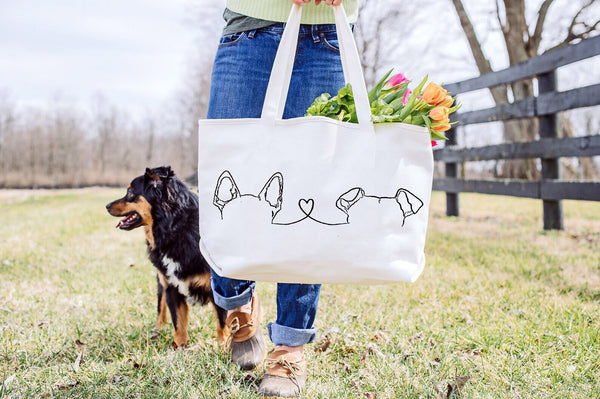 Dog, Cat, or Other Pet's Ears With Heart Dog Mom Tote