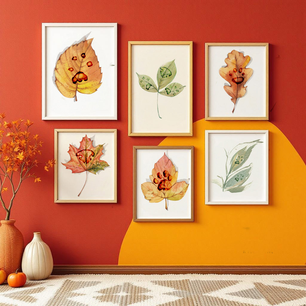 Assorted Custom Nose and/or Paw Print on Autumn Leaf Art Prints