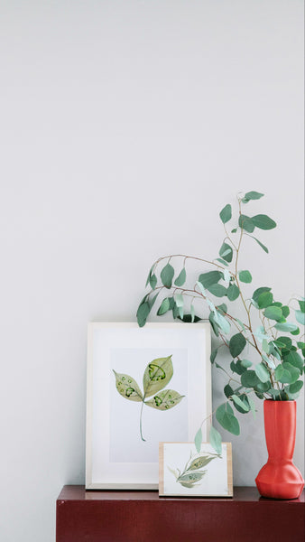 Personalized Custom Nose and/or Paw Print on Green Leaf Art Print