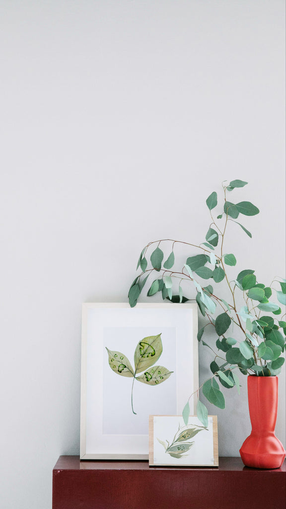 Personalized Custom Nose and/or Paw Print on Green Leaf Art Print