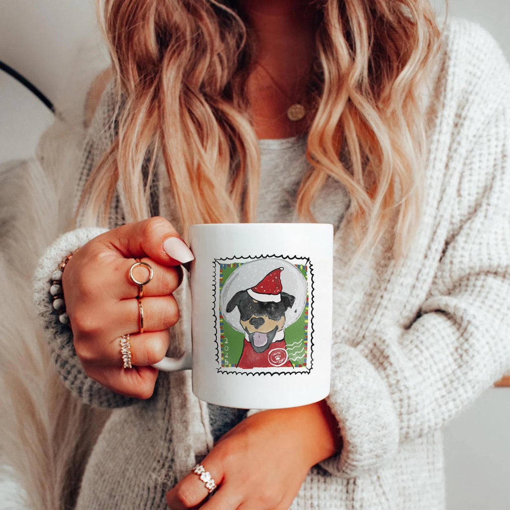 Custom Christmas Pet Portrait Stamp Festive Mug - Snow Globe