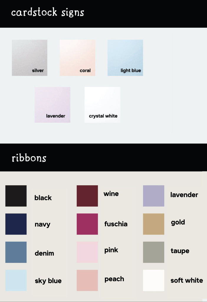 a poster with different sign and ribbon colors