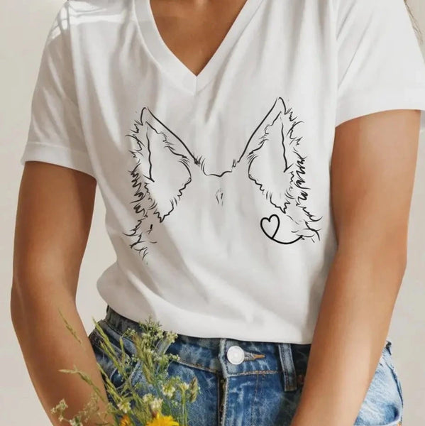 Barkley's Basics - The Custom Pet Ears V-Neck in White