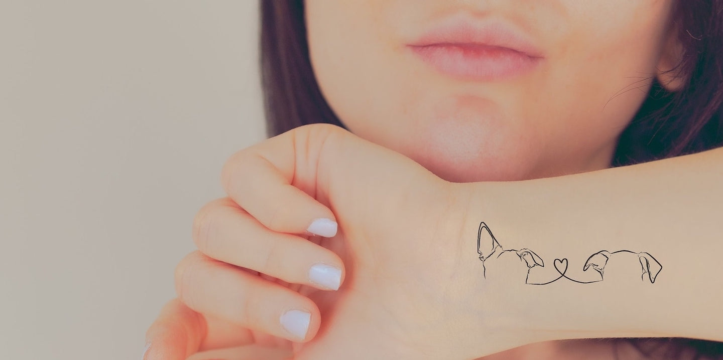 Custom Dog Ears Heart Temporary Tattoos