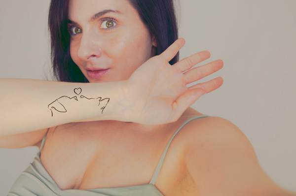 Temporary Tattoo Sheet with Pet Side Profiles and Heart 8.5" x 11" Sheet