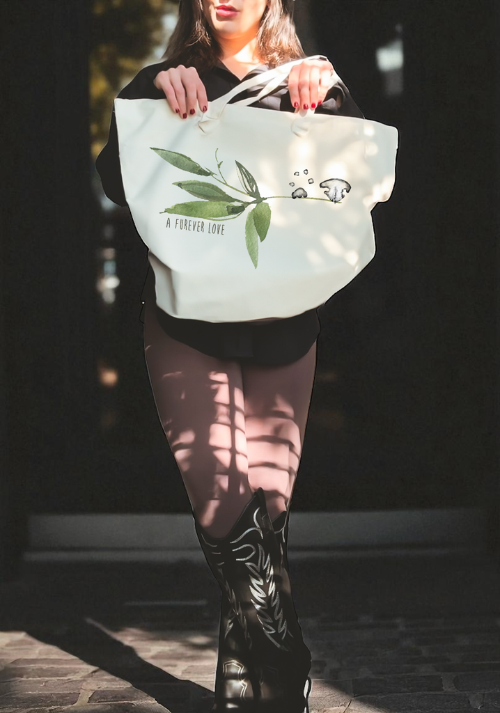 A Furever Love Paws and/or Nose Prints on Green Leaf Pet Memorial Tote Bag