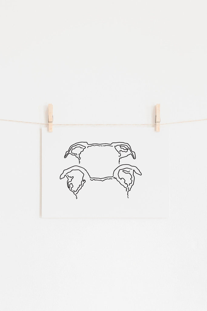 Wall decor print featuring two personalized dog ear drawings