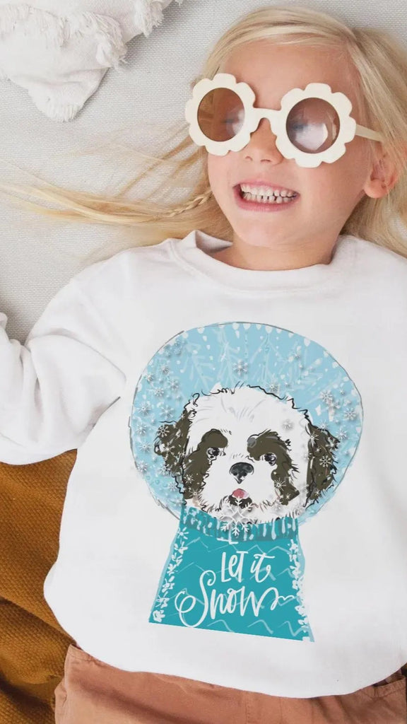 Custom Snow Globe Pet Portrait Kid's Sweatshirt
