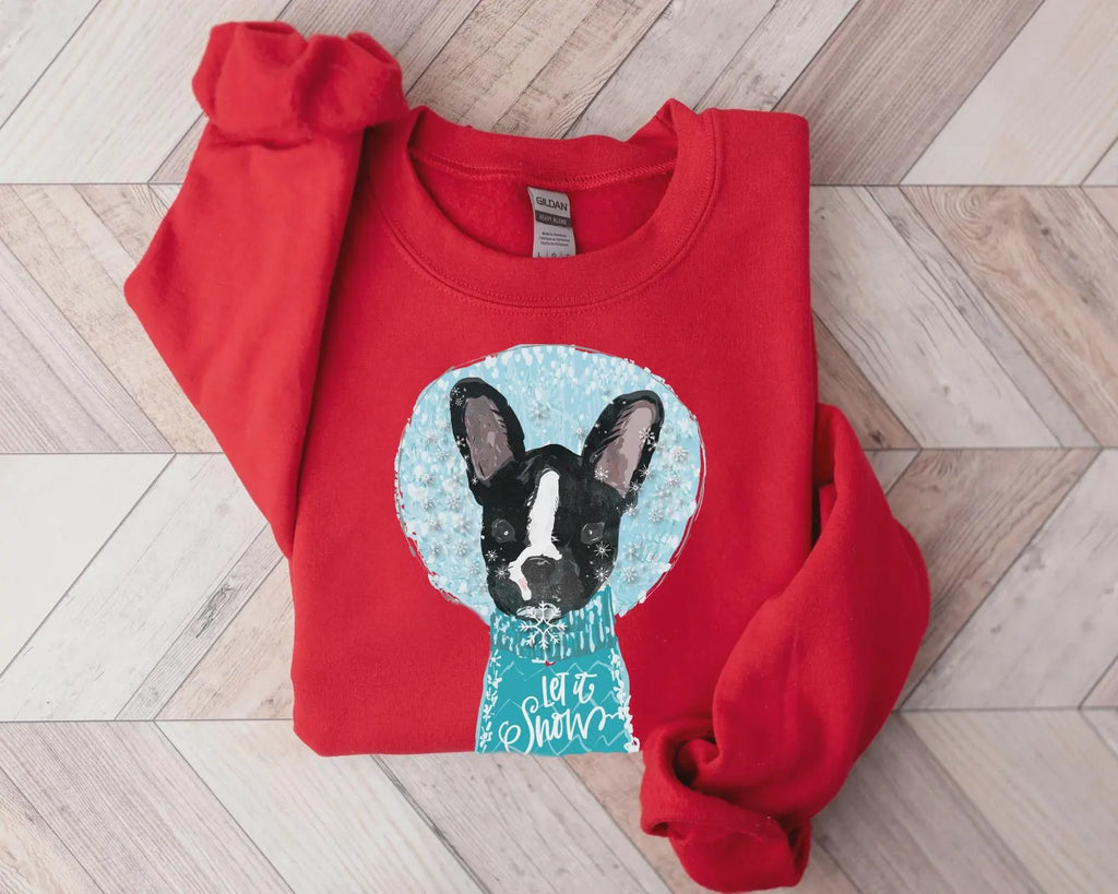 Custom Snow Globe Pet Portrait Kid's Sweatshirt - Red Crewneck
