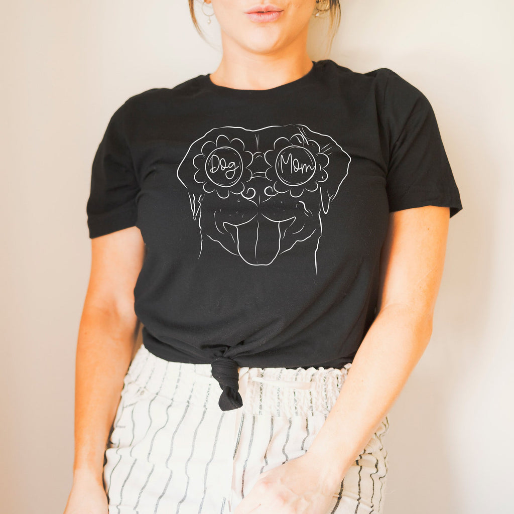 Custom Full Face Dog Mom Portrait Drawing Dog, Cat, or Other Unisex T-Shirt