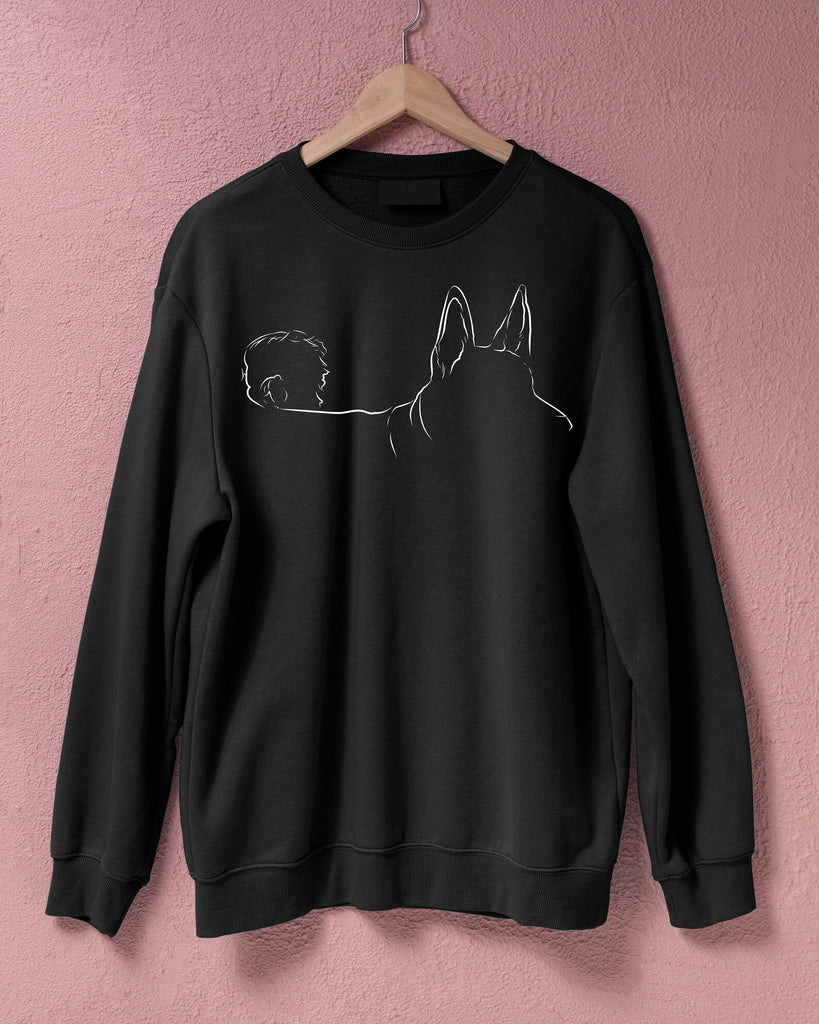 Custom Dog, Cat, or Other Pet's Side Profile with Tail Outline Crew Neck Bella + Canvas Unisex Sweatshirt or Hoodie