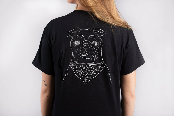 Front/Back Custom Full Face Portrait with Bandana Dog, Cat, or Other Pet Portrait Unisex T-Shirt