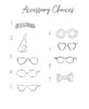 Barkley & Wagz Accessory Chart - Flower Crown, Birthday Hat, Aviators, Funky Glasses, Funky Glasses 2, Flower Power Glasses, Heart Glasses, Classic Glasses, Bow Tie