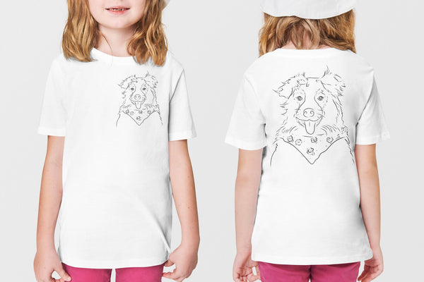 INFANT, TODDLER, or YOUTH Custom Full Face Pet Portrait with Bandana Kid's T-Shirt