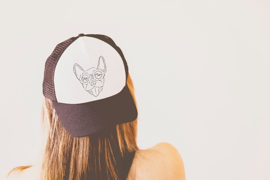 9 Colors! Custom Dog or Cat or Other Pet's Full Face Portrait with Dog Mom Glasses Baseball Hat