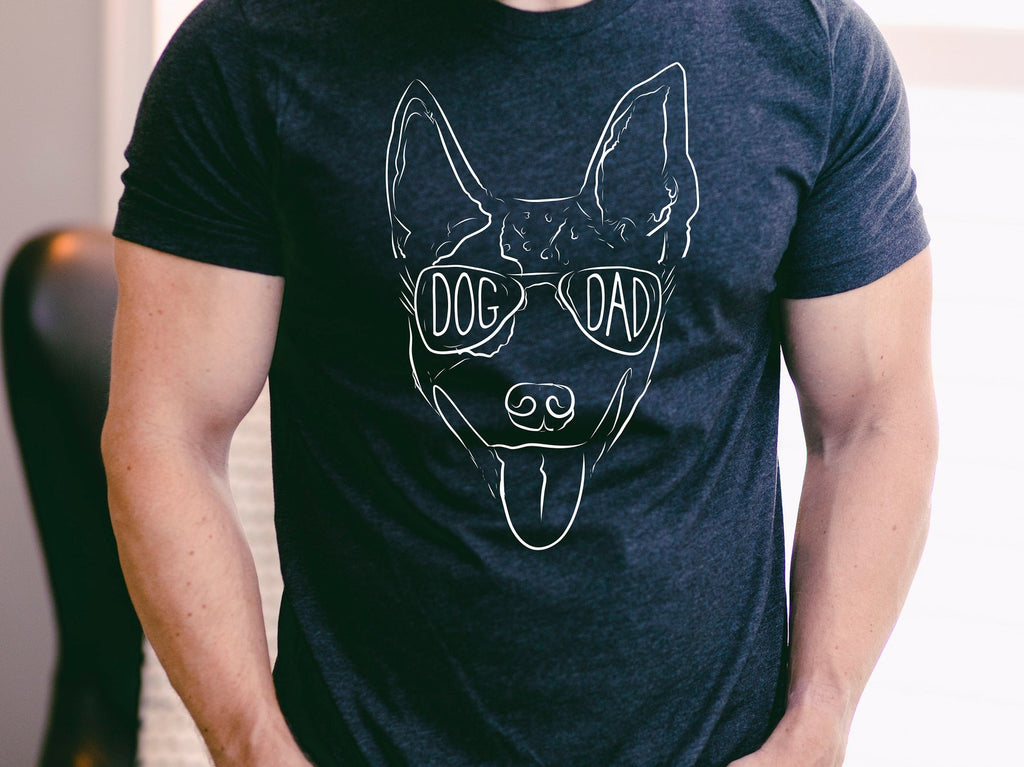 Customized Dog Dad T-Shirt With Custom Pet Portrait Pocket Graphic Tee