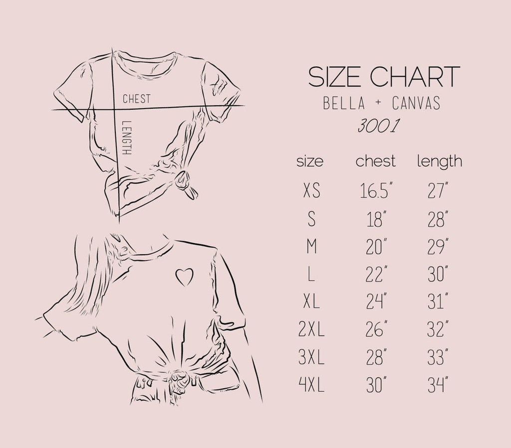 Size Chart - Bella + Canvas 3001