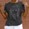 Custom Full Face Drawing with Name Dog, Cat, or Other Pet Portrait Unisex T-Shirt
