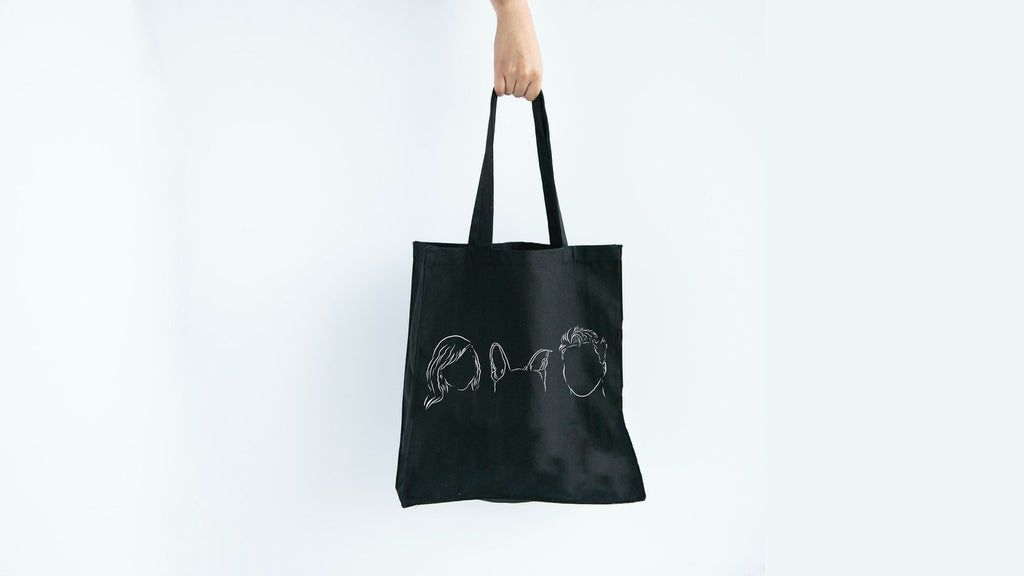 Custom Human and Dog Cat or Other Pet Outline Personalized Tote Bag