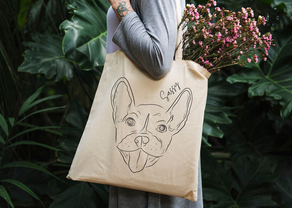 Custom Pet Portrait Tote Bag - Frenchie French Bulldog